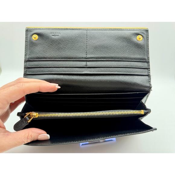 PRADA Black Saffiano Leather Womens Wallet on Chain Gold Hardware Authentic COA - Picture 8 of 15
